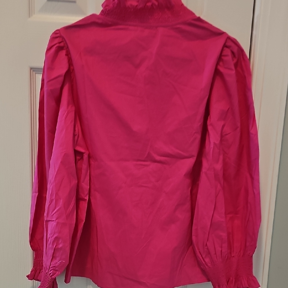 Women's Pink Ruffled Blouse - Picture 4 of 4